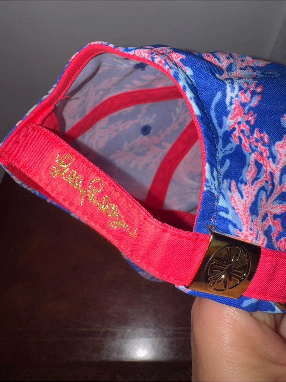 New Lilly Pulitzer Run Around Borealis Blue Coral Swim On Over Baseball Cap - Picture 5 of 7